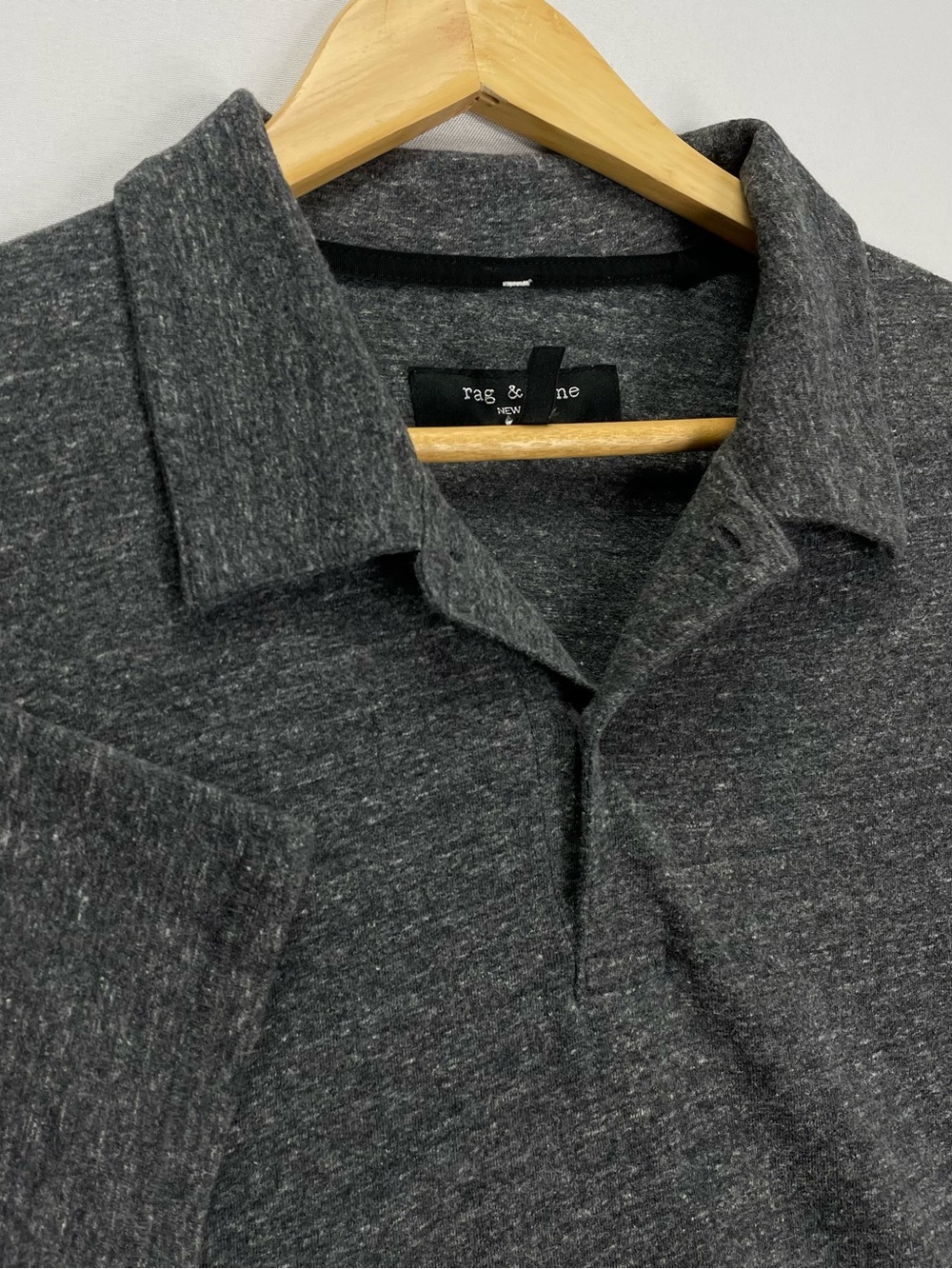 Rag & Bone Polo Shirt Men’s XL Charcoal Heathered Gray Cotton Knit Short Sleeve